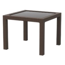 Стол пластиковый RATTAN арт. 95x95см квадратный со стеклом (коричневый) 