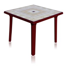 Стол пластиковый  арт.Сткр2 квадратный с рисунком (бордовый) 