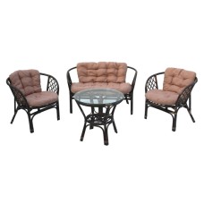 Набор мебели Багамы  арт.CV-B01C коричневый, бежевый (диван+2кресла+стол (2 уп.), каркас коричн., подушки бежевые) "Garden story"