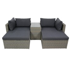 Набор мебели Драмен  арт.GS009 серо-коричневый, серый 1 уп. (стол, 2 угл.кресла, 2 пуфа, ротанг серо-корич, подушки серые) "Garden story"