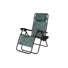 Кресло -шезлонг Фиеста арт.CK-175/flowers  с подстаканником (2шт.в упаковке (каркас черный, ткань зеленая с узором)) 
