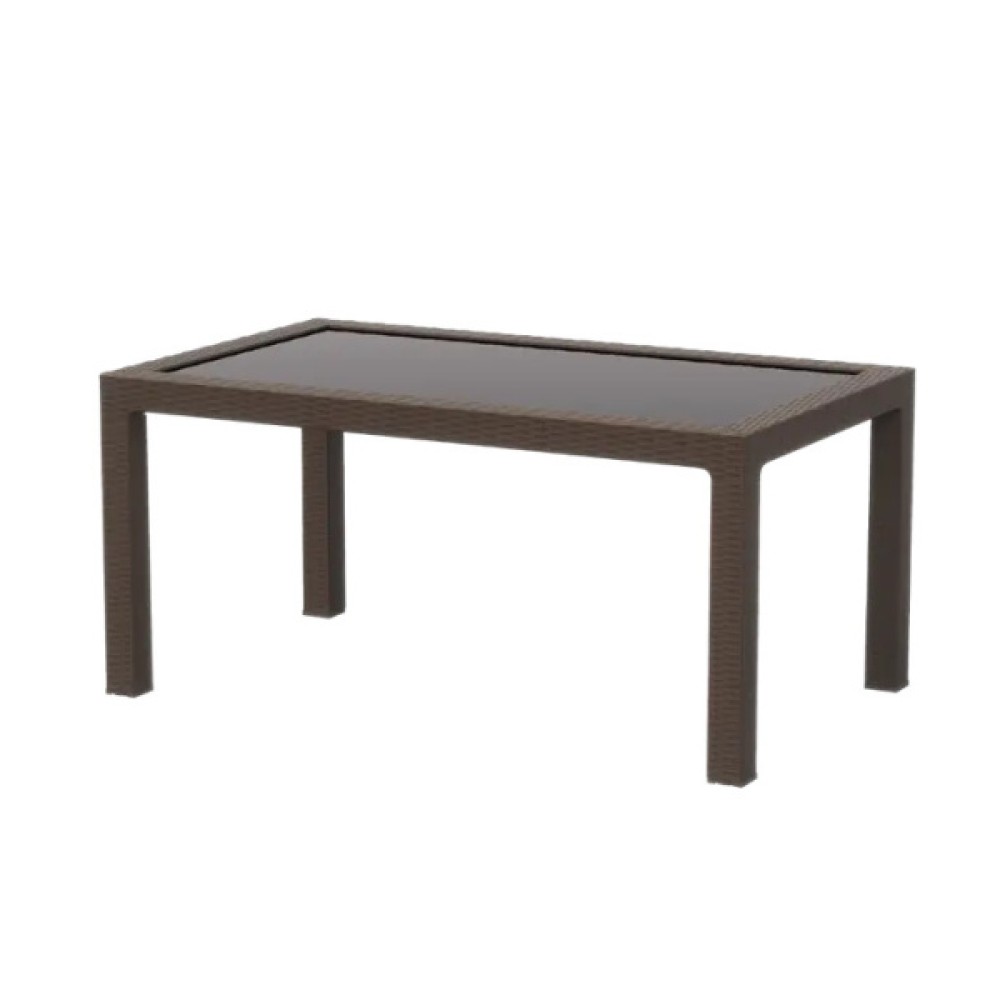 Стол пластиковый RATTAN арт.ЭП 853711 160x95см прямоугольный со стеклом (коричневый) 