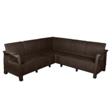 Диван пластиковый RATTAN Luxe арт.ЭП  угловой (коричневый) 