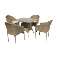 Набор мебели Софи  арт.GS061/GS062 серо-бежевый, бежевый (1 стол+4 стула, ротанг серо-бежевый) "Garden story"