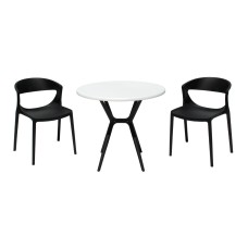 Набор мебели ЕВОК  арт.PP0005WPч+PP9901WRбч белый, черный,  (2стула ЕВОК черный+стол ТЕОРИ бел черн ножки) 