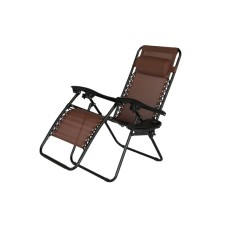 Кресло -шезлонг Фиеста арт.СК-175/B с подстаканником (2шт.в упаковке (каркас черный, ткань светло-коричневая))  