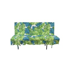 Мягкий элемент  2000х600х70 поликоттон М541-МТ004 арт.Палермо Премиум,Титан,Соната,Монако (цвет ткани зеленый рис.листья "Garden story"