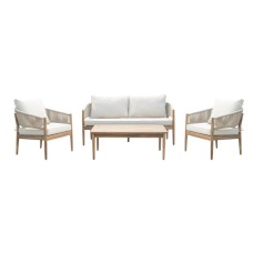 Набор мебели Эрика  арт.GS081 бежевый, бежевый (стол+2кресла, диван, серый, подушки бежевые) "Garden story"