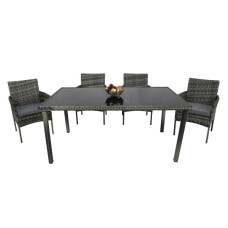 Набор мебели Нестор  арт.SFS012-1 серый, серый 3 уп. (стол + 4 стула ротанг серый, подушки серые) "Garden story"