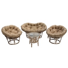 Набор мебели Романо  арт.BG2348,BG2349,BG2350 бежевый, бежевый 8уп ротанг бежевый, подуш беж: 2 крес 4уп; диван 2уп; стол 2уп 