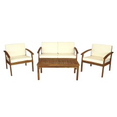 Набор мебели садовый Бэнито из акации  арт.TP6077.0.1 акация цвет дерева, бежевый, белый 2уп(4 предмета:1уп стол +диван, 1 уп 2 кресла) 