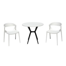 Набор мебели ЕВОК  арт.PP0005WPб+PP9901WRбч белый, черный,  (2стула ЕВОК бел+стол ТЕОРИ бел с чер ножками) 