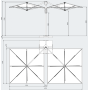 Зонт профессиональный двухкупольный 2.9х6 м Galaxia Dual V Timber 091/C3060DVLA1N