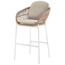 Кресло плетеное барное с подушками Elba 150/ELBASTOOL/WH Кресло плетеное барное с подушками Elba 150/ELBASTOOL/WH