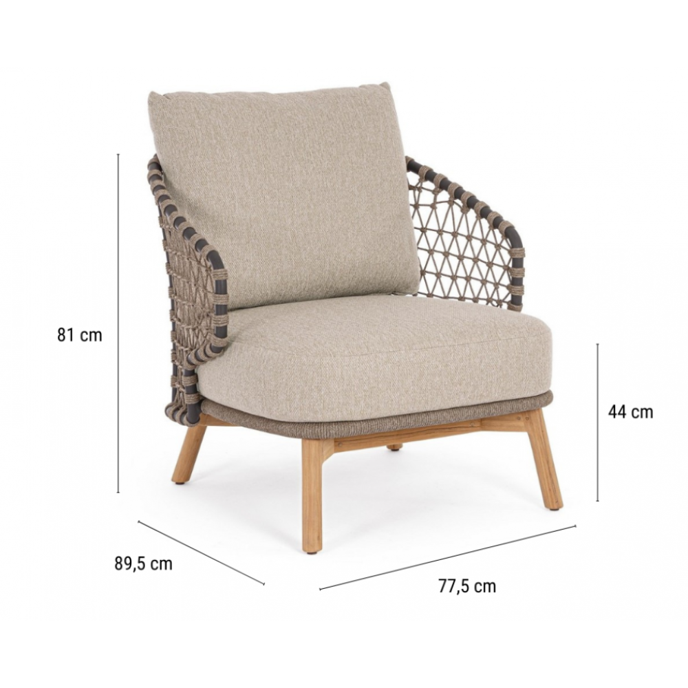 Лаунж-кресло плетеное с подушками Eularia 0660645 Лаунж-кресло плетеное с подушками Eularia 0660645