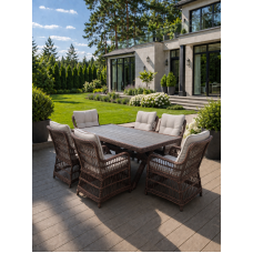 Обеденный комплект ISABELLA из искусственного ротанга (коричневый)