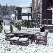 Обеденный комплект ALBERT в коричневом цвете из искусственного ротанга