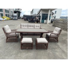 Обеденный комплект ALBERT в коричневом цвете из искусственного ротанга