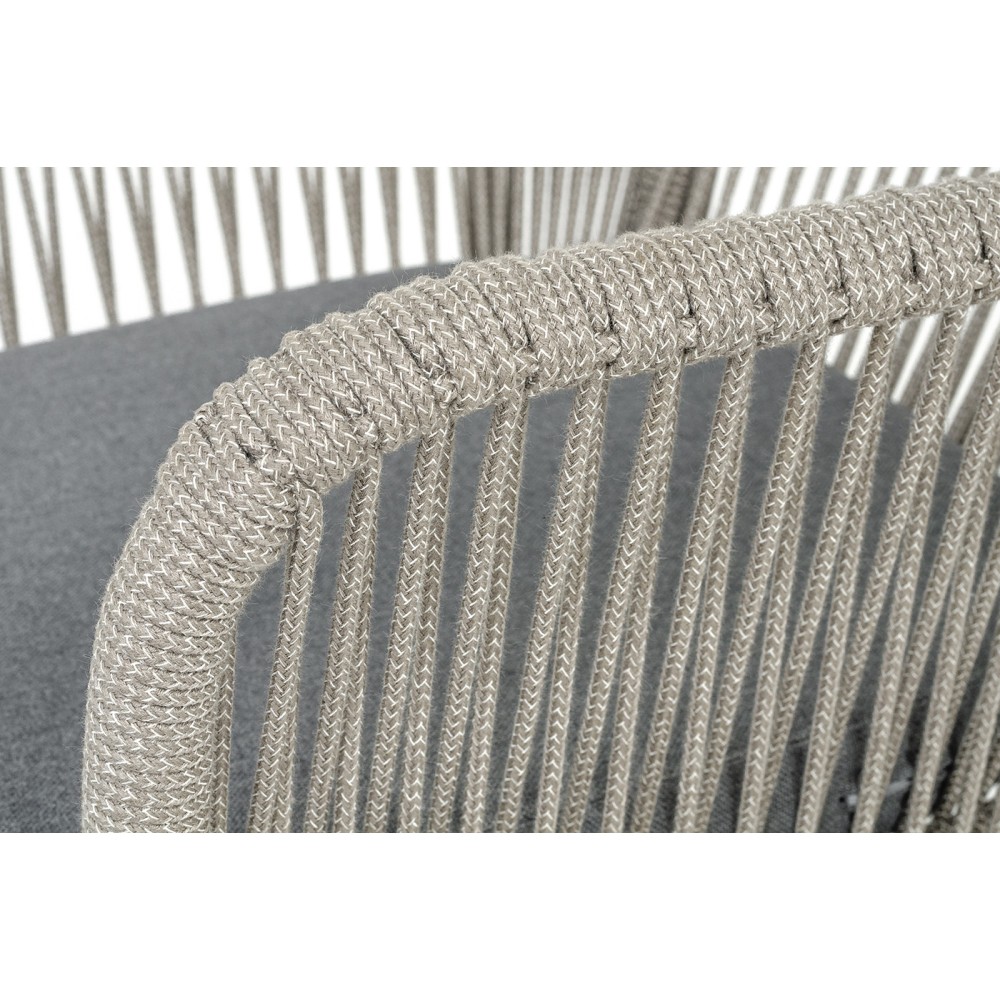 "Лион" стул плетеный из роупа, каркас из стали темно-серый (RAL7024) муар, роуп серый меланж круглый, ткань серая 017 "Лион" стул плетеный из роупа, каркас из стали темно-серый (RAL7024) муар, роуп серый меланж круглый, ткань серая 017