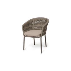  "Бордо" стул плетеный из роупа (колос), каркас алюминий серый (RAL7022) муар, роуп серый 15мм, ткань темно-серая 027 BORE-CH-001 (RAL7006) Mua S-G-brown(beige160)