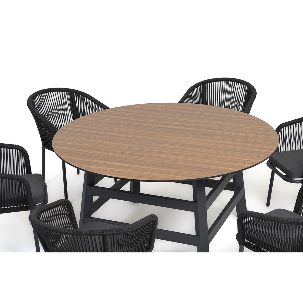 "Рио" обеденная группа на 6 персон, стол HPL "дуб", цвет темно-серый "Рио" обеденная группа на 6 персон, стол HPL "дуб", цвет темно-серый