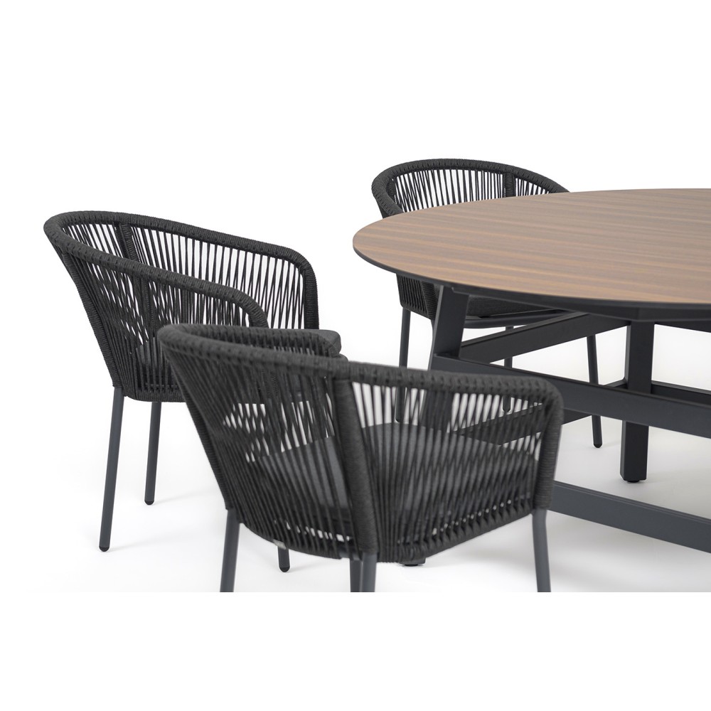 "Рио" обеденная группа на 6 персон, стол HPL "дуб", цвет темно-серый "Рио" обеденная группа на 6 персон, стол HPL "дуб", цвет темно-серый