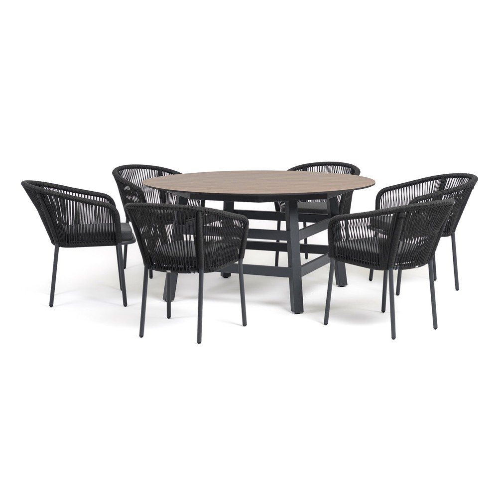 "Рио" обеденная группа на 6 персон, стол HPL "дуб", цвет темно-серый "Рио" обеденная группа на 6 персон, стол HPL "дуб", цвет темно-серый