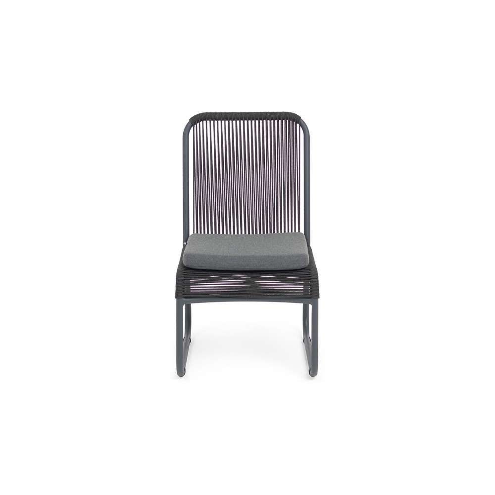 "Ането" стул плетеный из роупа, каркас алюминий темно-серый (RAL7024) муар, роуп темно-серый круглый, ткань темно-серая 027 "Ането" стул плетеный из роупа, каркас алюминий темно-серый (RAL7024) муар, роуп темно-серый круглый, ткань темно-серая 027