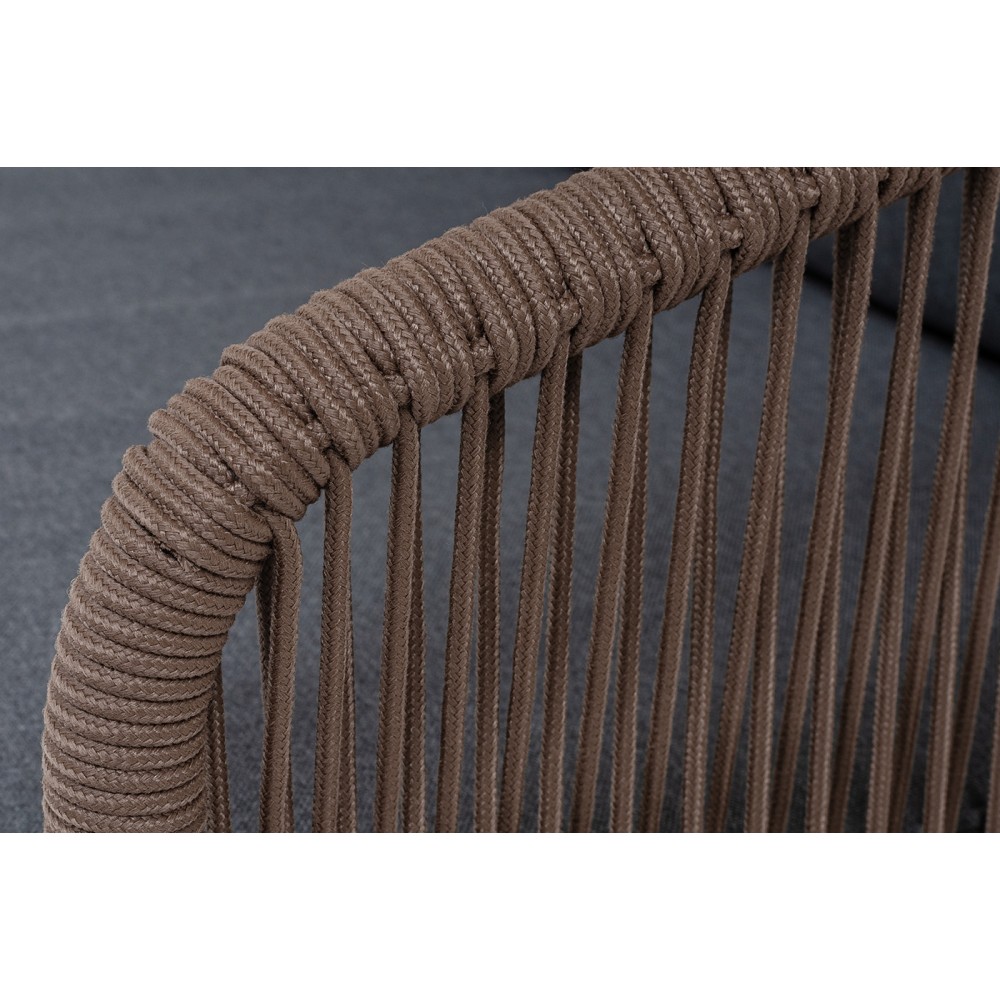 "Канны" диван 3-местный плетеный из роупа, основание дуб, роуп коричневый круглый, ткань темно-серая 027 "Канны" диван 3-местный плетеный из роупа, основание дуб, роуп коричневый круглый, ткань темно-серая 027