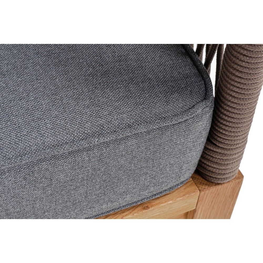 "Канны" диван 3-местный плетеный из роупа, основание дуб, роуп коричневый круглый, ткань темно-серая 027 "Канны" диван 3-местный плетеный из роупа, основание дуб, роуп коричневый круглый, ткань темно-серая 027