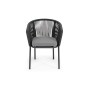 "Марсель" стул плетеный из роупа, каркас алюминий черный муар, роуп темно-серый круглый, ткань темно-серая 027 "Марсель" стул плетеный из роупа, каркас алюминий черный муар, роуп темно-серый круглый, ткань темно-серая 027