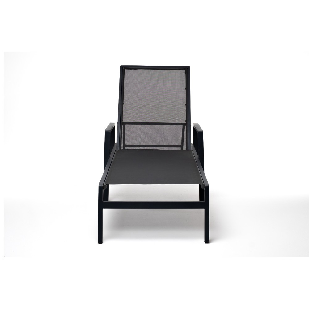 "Парма" шезлонг из алюминия темно-серый (RAL7024) муар, ткань текстилен серая "Парма" шезлонг из алюминия темно-серый (RAL7024) муар, ткань текстилен серая