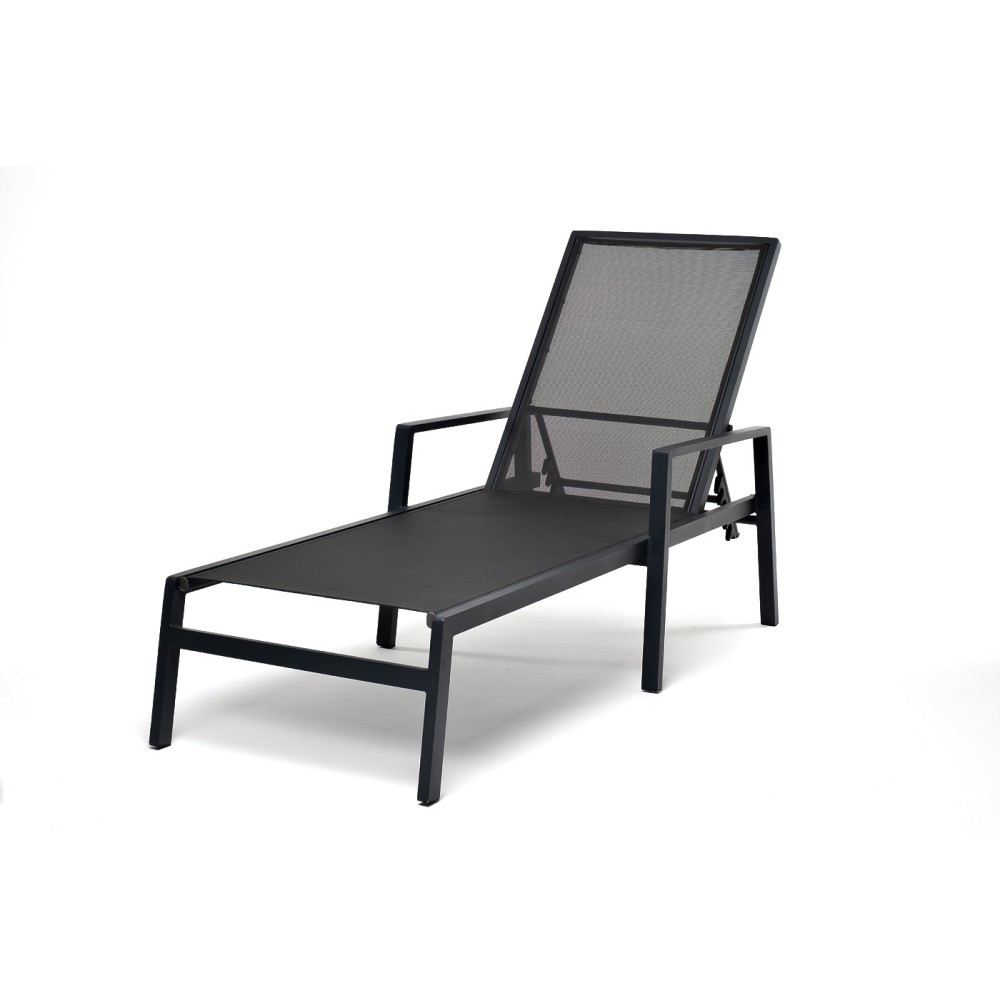 "Парма" шезлонг из алюминия темно-серый (RAL7024) муар, ткань текстилен серая "Парма" шезлонг из алюминия темно-серый (RAL7024) муар, ткань текстилен серая