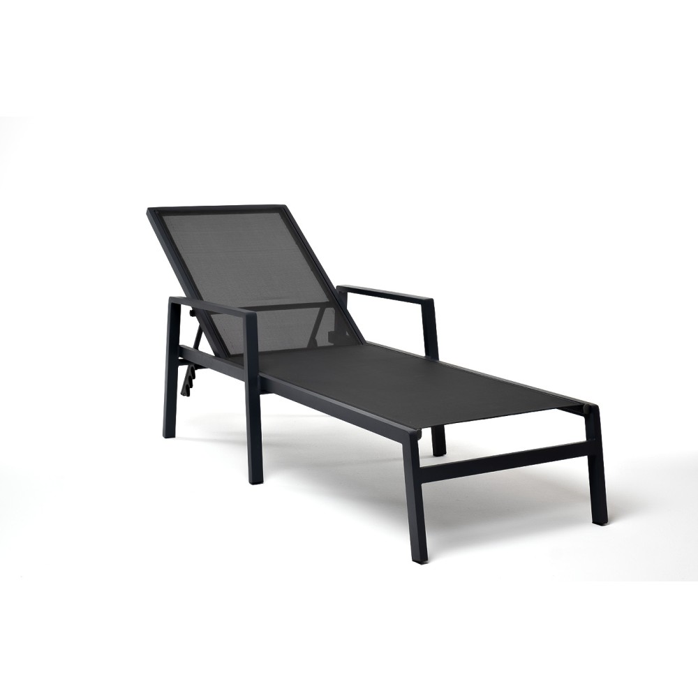 "Парма" шезлонг из алюминия темно-серый (RAL7024) муар, ткань текстилен серая "Парма" шезлонг из алюминия темно-серый (RAL7024) муар, ткань текстилен серая