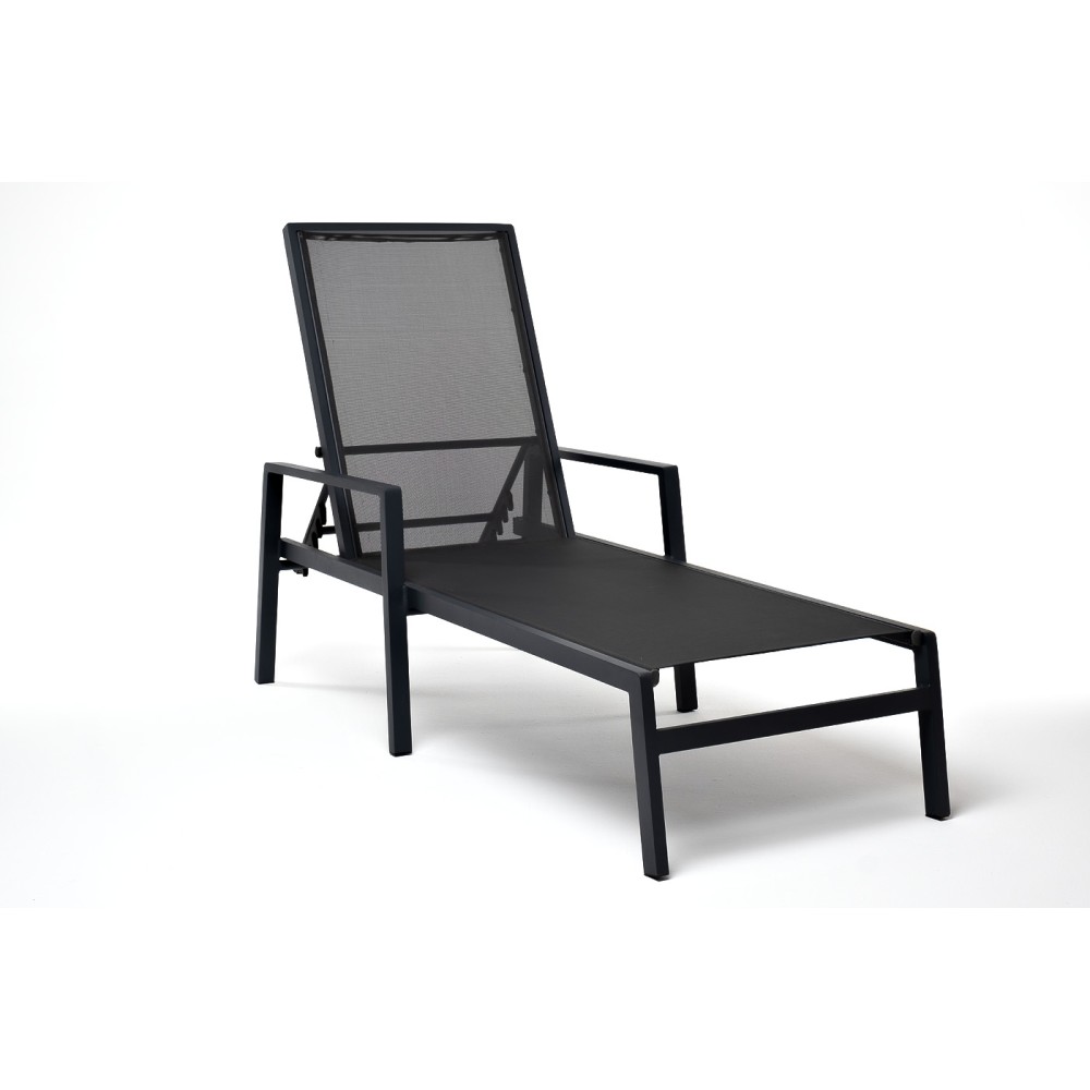 "Парма" шезлонг из алюминия темно-серый (RAL7024) муар, ткань текстилен серая "Парма" шезлонг из алюминия темно-серый (RAL7024) муар, ткань текстилен серая