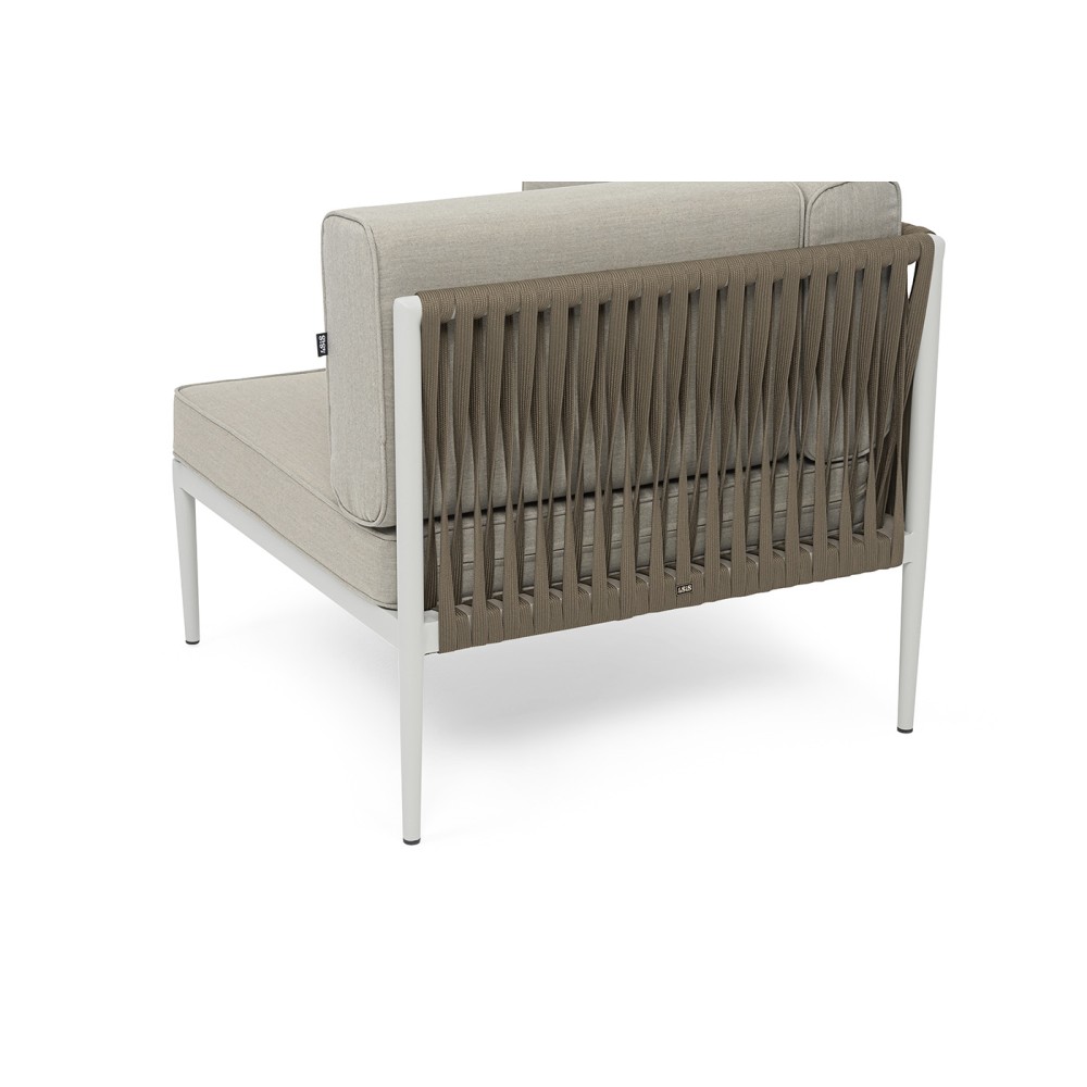 "Касабланка" угловой модуль плетеный из роупа, каркас алюминий светло-серый (RAL7035) муар, роуп серо-коричневый 23мм, ткань бежевая 15052 "Касабланка" угловой модуль плетеный из роупа, каркас алюминий светло-серый (RAL7035) муар, роуп серо-коричневый 23мм, ткань бежевая 15052