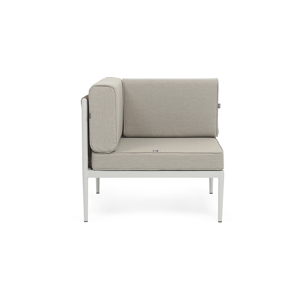 "Касабланка" угловой модуль плетеный из роупа, каркас алюминий светло-серый (RAL7035) муар, роуп серо-коричневый 23мм, ткань бежевая 15052 "Касабланка" угловой модуль плетеный из роупа, каркас алюминий светло-серый (RAL7035) муар, роуп серо-коричневый 23мм, ткань бежевая 15052