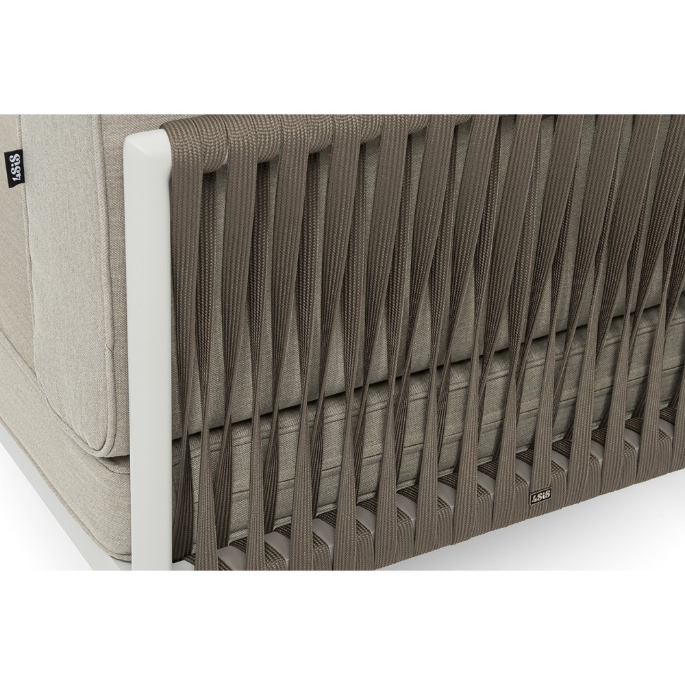 "Касабланка" угловой модуль плетеный из роупа, каркас алюминий светло-серый (RAL7035) муар, роуп серо-коричневый 23мм, ткань бежевая 15052 "Касабланка" угловой модуль плетеный из роупа, каркас алюминий светло-серый (RAL7035) муар, роуп серо-коричневый 23мм, ткань бежевая 15052