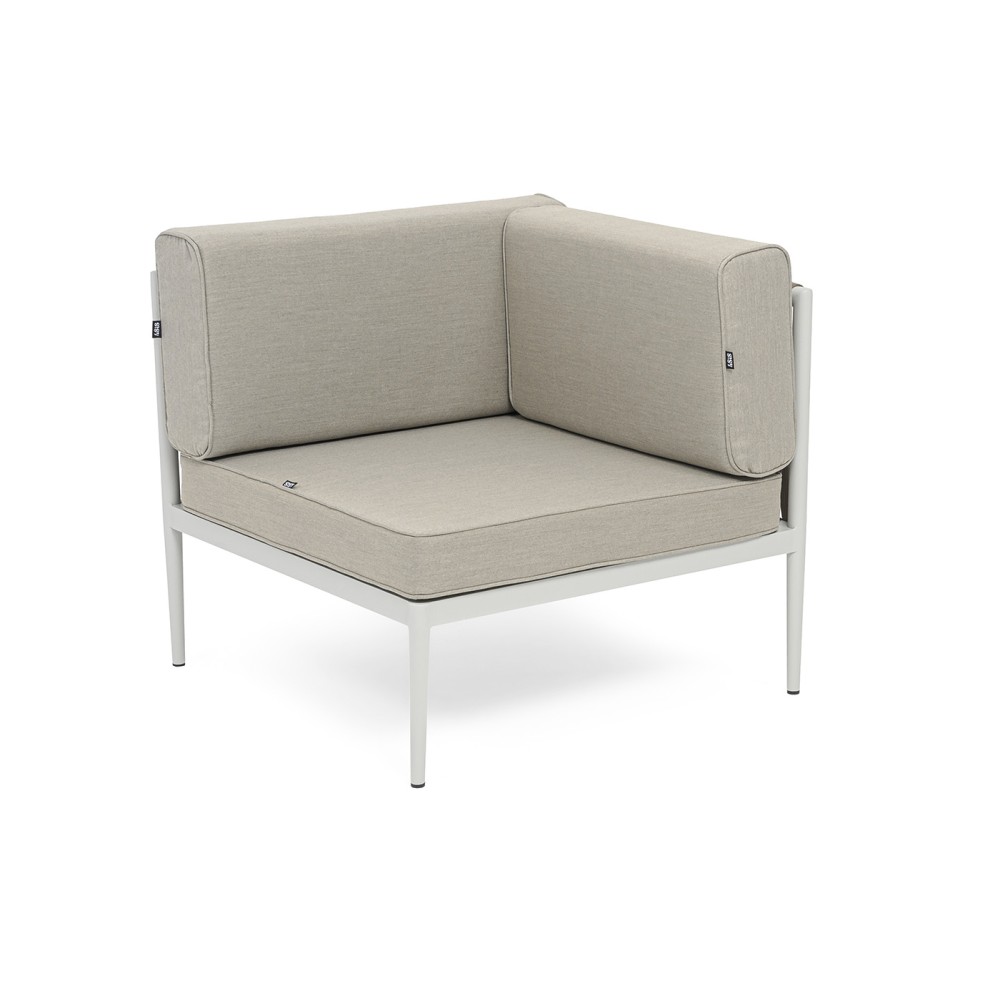 "Касабланка" угловой модуль плетеный из роупа, каркас алюминий светло-серый (RAL7035) муар, роуп серо-коричневый 23мм, ткань бежевая 15052 "Касабланка" угловой модуль плетеный из роупа, каркас алюминий светло-серый (RAL7035) муар, роуп серо-коричневый 23мм, ткань бежевая 15052