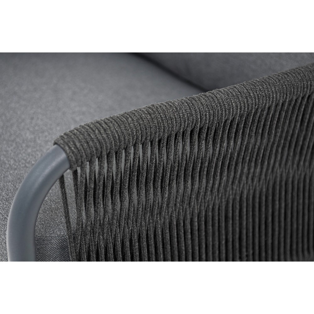 "Ането" кресло плетеное из роупа, каркас алюминий темно-серый (RAL7024) муар, роуп темно-серый круглый, ткань темно-серая 027 "Ането" кресло плетеное из роупа, каркас алюминий темно-серый (RAL7024) муар, роуп темно-серый круглый, ткань темно-серая 027