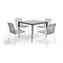 "Малага" обеденная группа на 4 персоны со стульями "Тунис", каркас белый, роуп светло-серый "Малага" обеденная группа на 4 персоны со стульями "Тунис", каркас белый, роуп светло-серый