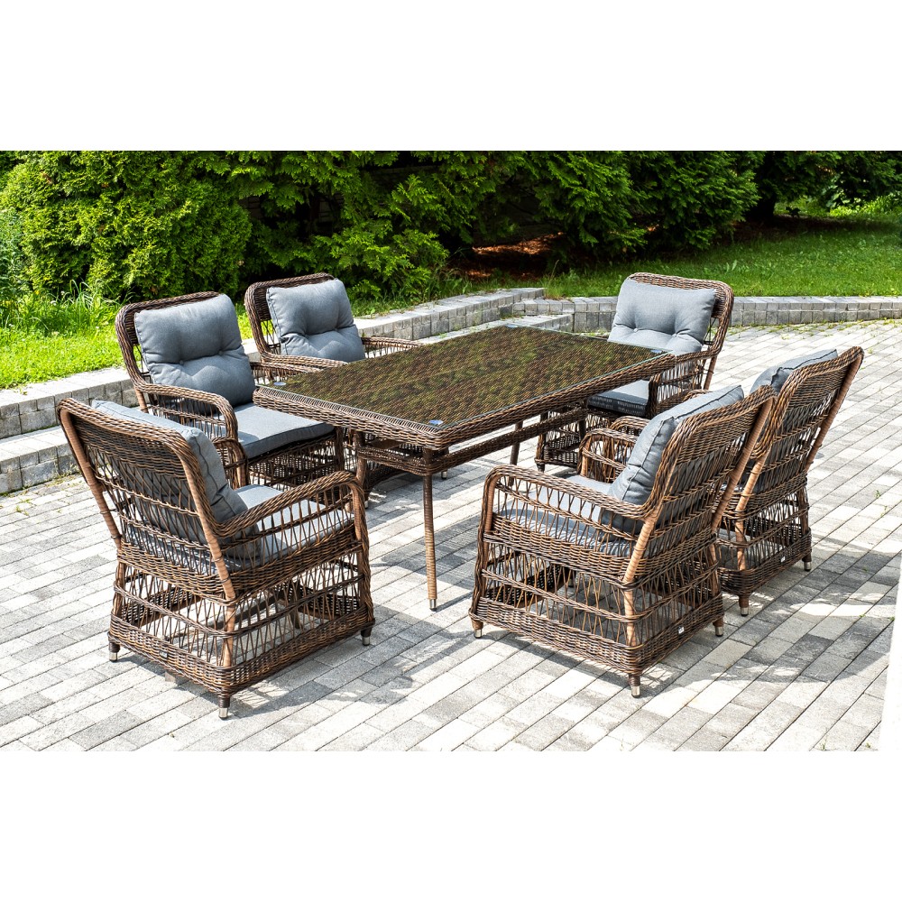 "Цесена" обеденная группа плетеная из искусственного ротанга, цвет коричневый "Цесена" обеденная группа плетеная из искусственного ротанга, цвет коричневый