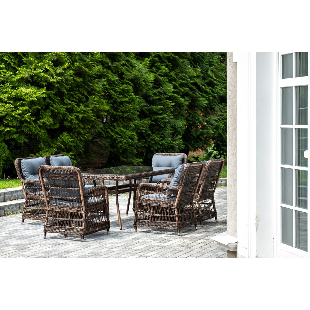 "Цесена" обеденная группа плетеная из искусственного ротанга, цвет коричневый "Цесена" обеденная группа плетеная из искусственного ротанга, цвет коричневый