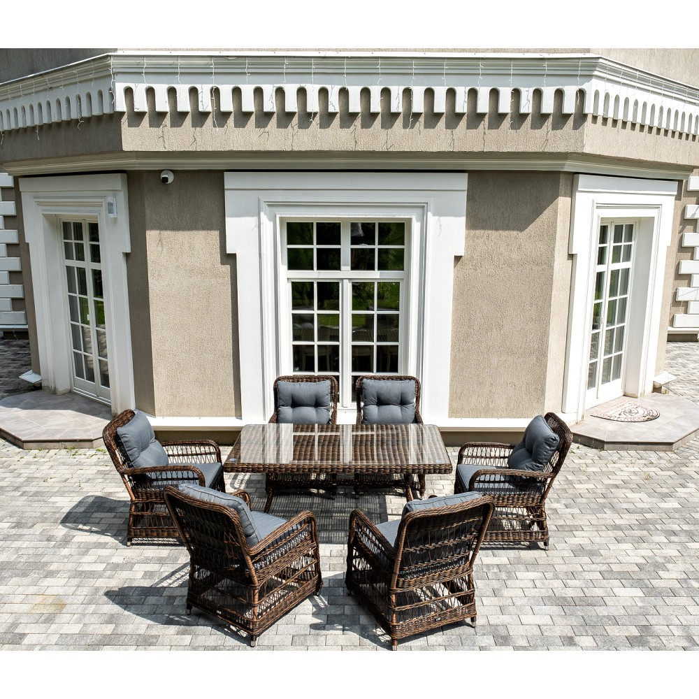 "Цесена" обеденная группа плетеная из искусственного ротанга, цвет коричневый "Цесена" обеденная группа плетеная из искусственного ротанга, цвет коричневый