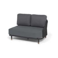 "Верона" левый модуль плетеный из роупа, каркас алюминий темно-серый (RAL7024) муар, роуп темно-серый круглый, ткань темно-серая 027, L131х89