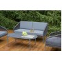 "Канны" лаунж-зона 4-местная (разборная) из роупа со столиком "Диего" цвета "серый гранит", роуп темно-серый круглый, ткань темно-серая