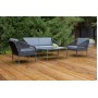 "Канны" лаунж-зона 4-местная (разборная) из роупа со столиком "Диего" цвета "серый гранит", роуп темно-серый круглый, ткань темно-серая