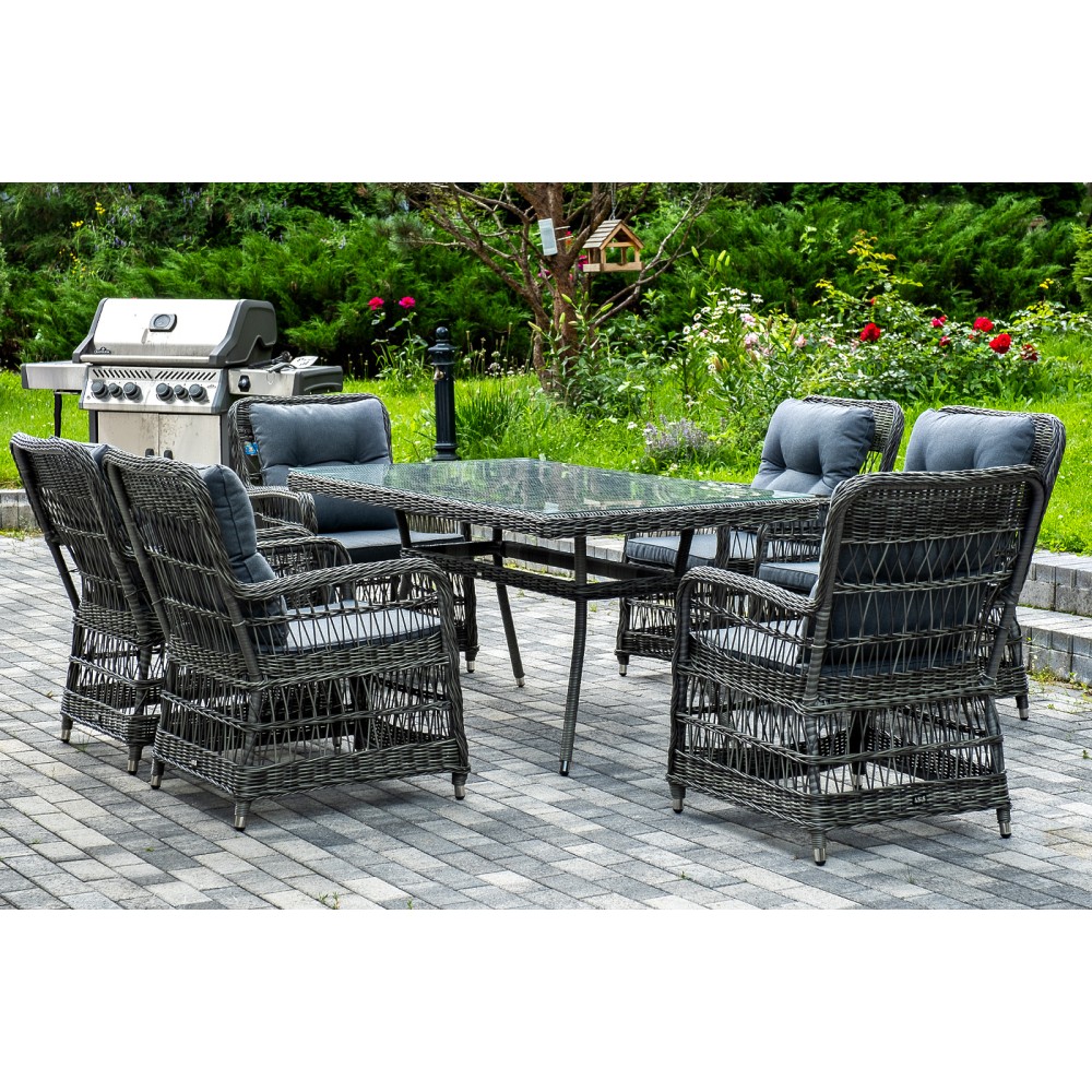 "Цесена" обеденная группа плетеная из искусственного ротанга, цвет графит "Цесена" обеденная группа плетеная из искусственного ротанга, цвет графит