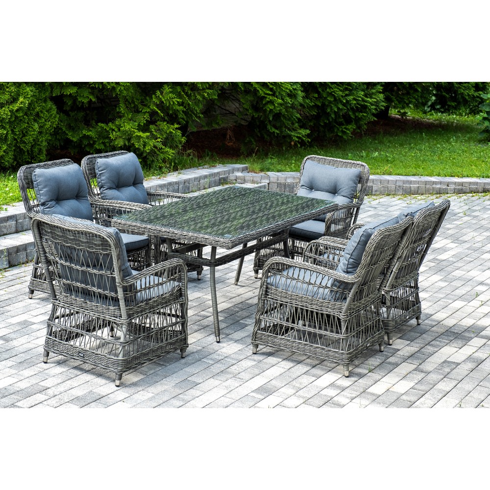 "Цесена" обеденная группа плетеная из искусственного ротанга, цвет графит "Цесена" обеденная группа плетеная из искусственного ротанга, цвет графит