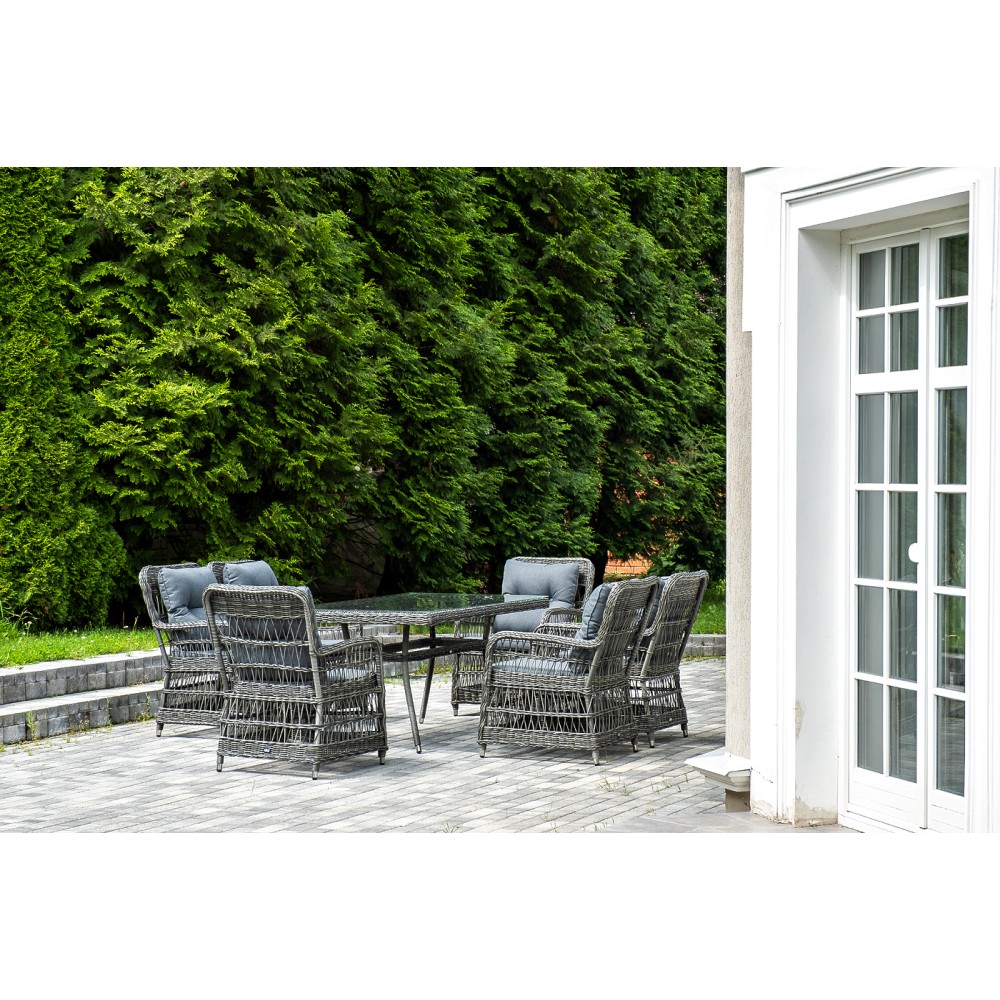 "Цесена" обеденная группа плетеная из искусственного ротанга, цвет графит "Цесена" обеденная группа плетеная из искусственного ротанга, цвет графит